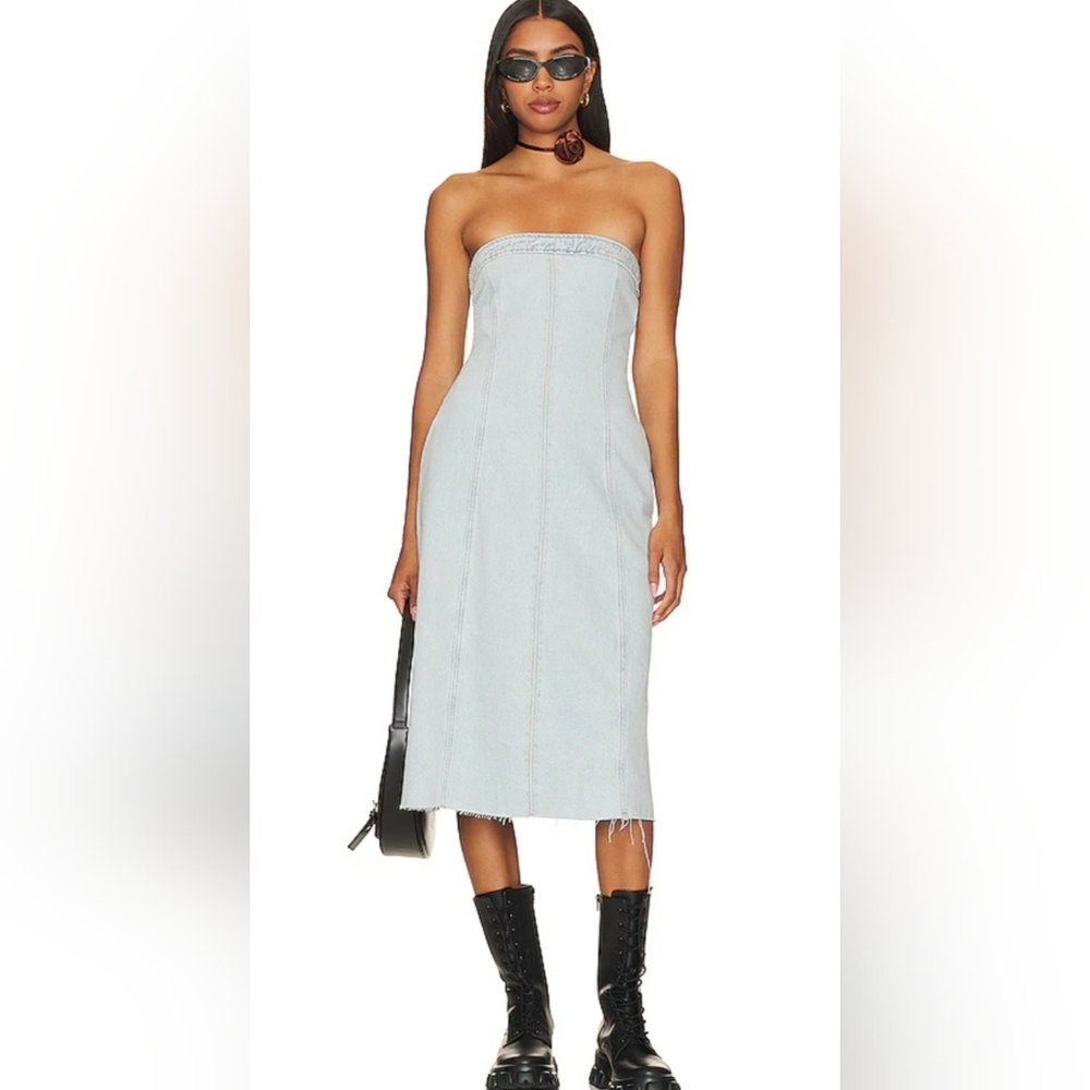 Light Denim Strapless Dress | WeWoreWhat NWT